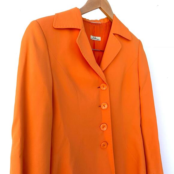 M. K. Em Kaye Vintage Bright Orange Blazer 1970s Size 4 Mod Jacket Colorful - Picture 6 of 10